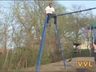 fat woman on a swing